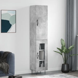 vidaXL Висок шкаф, бетонно сив, 34, 5x34x180 см, инженерно дърво (3199077)