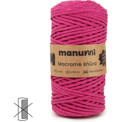 Manumi Macramé šňůra 3mm tmavě růžová - 1 ks