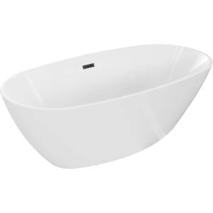 Mexen Eris самостоятелна вана 180 x 95 см, бяла, черен преливник - 53441809500-70 (53441809500-70)