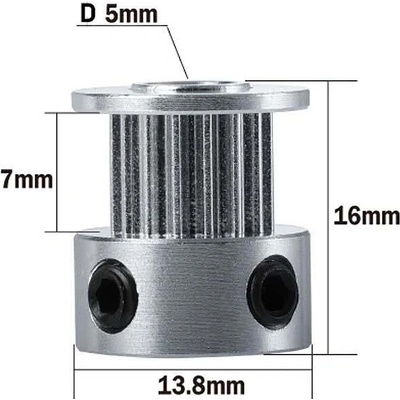 Two Trees Ролка с 16 зъба D5mm за ремък GT2 6mm