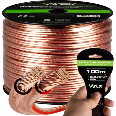 REPRODUKTOROVÝ KABEL DVOUŽILOVÝ PROFESIONÁLNÍ AUDIO 2x0,75mm 100m VAYOX