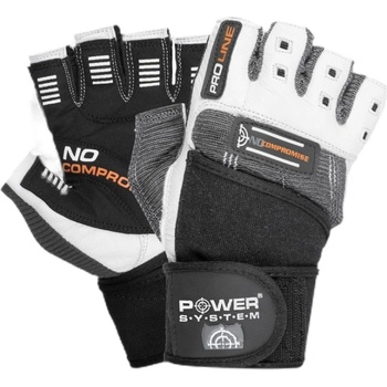 Power System Training Gloves with Wristwraps | No Compromise - White / Grey L