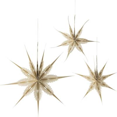 Bloomingville Vánoční dekorace Ilo Stars – set 3 ks, přírodní barva, papír