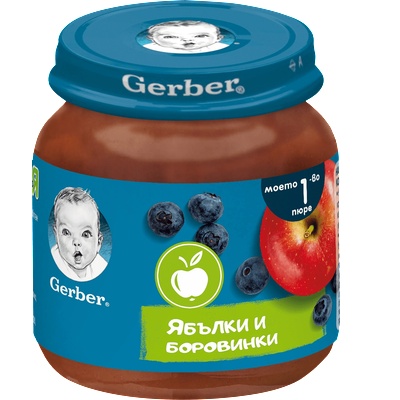 Nestle Пюре Nestle GERBER - Ябълки и боровинки, 125 g (6815)