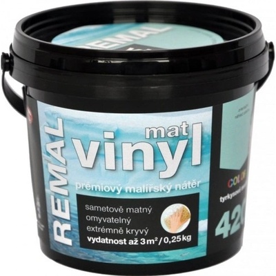 Barvy A Laky Hostivař Remal Vinyl Color mat, prémiová malířská barva, omyvatelná, 420 tyrkysově modrá, 250 g