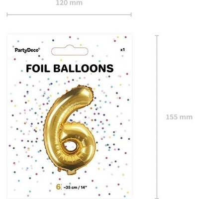 balónek nafukovací číslo 6 35 cm fóliový
