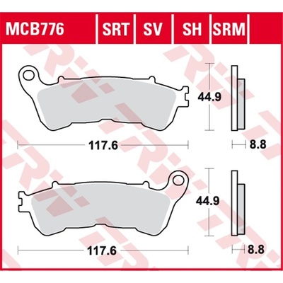 Predné brzdové doštičky / obloženie TRW / Lucas Suzuki VLR 1800 C 1800 R Intruder 2008 - 2013 směs SRT