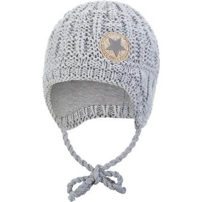 LITTLE ANGEL Čepice pletená zavazovací sloupky Outlast ® sv.šedá