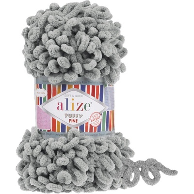 Alize příze Puffy Fine 302 pastelově šedá