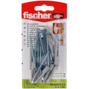 Fischer УНИВЕРСАЛЕН ДЮБЕЛ С ВИНТ Ф6Х35ММ 10 БРОЯ fischer ux rsk (4006209908778)