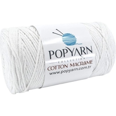 POPYARN Příze Cotton Macrame B001, bílá 250g 190m