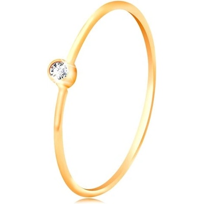 Šperky Eshop Zlatý diamantový prsten blýskavý čirý briliant v lesklé objímce úzká ramena S3BT502.71