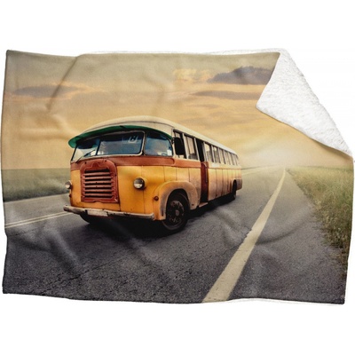 Impar fleece deka Retro autobus Podšití beránkem ANO 150x120