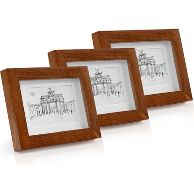 Casa Chic Kenton, rámy na obrázky, sada 3 rámov, obdĺžnikové, 14 x 9 cm, pasparta, sklo (CL-4X6-3-RUST)