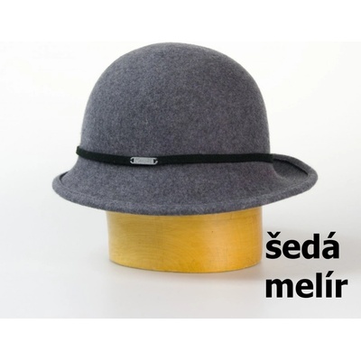 Dámský klobouk s páskem tm.šedý melír