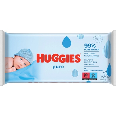Huggies Бебешки мокри кърпички Huggies - Pure, 56 броя (5029053550039)