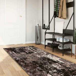 vidaXL Каса за килим MARSA Черно 100 x 300 cm Полиестер и PVC (42023384)