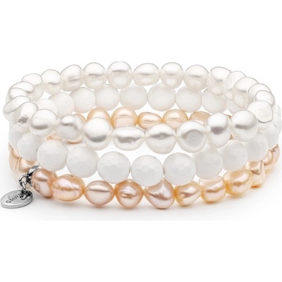 Gaura Pearls souprava tří náramků Paige sladkovodní perla mother of pearl ocel 212-03B Barevná/více barev