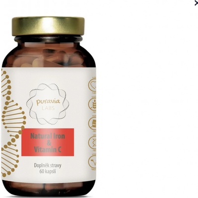 PuraviaLabs Přírodní železo + Vitamín C BIO Acerola 60 kapslí