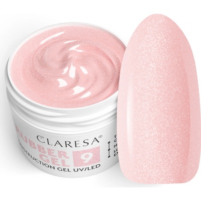 Claresa Rubber stavební gel na nehty Nude růžová s třpytkami 9 45g