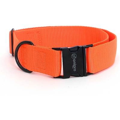 Anipro Extra Strong Black - Регулируем нашийник за кучета, лента, 40мм/45-70см - оранжев с черна тока