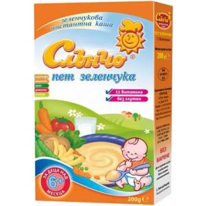 Слънчо Млечна каша Слънчо - Пет зеленчука, 200 g (3800005000336) - ozone
