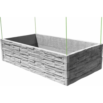 Barigadi Vyvýšený záhon betónový 200 x 100 cm výška 50 cm vzor štiepaný kameň prírodná šedá