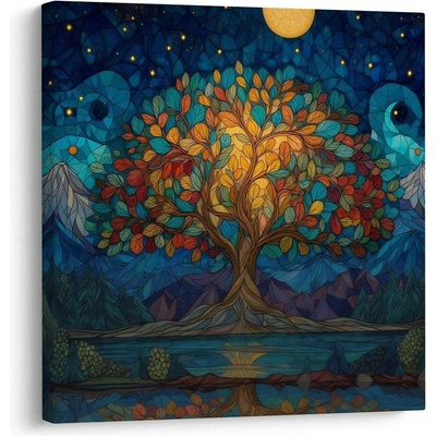 Obraz magická noc a strom života - 50x50
