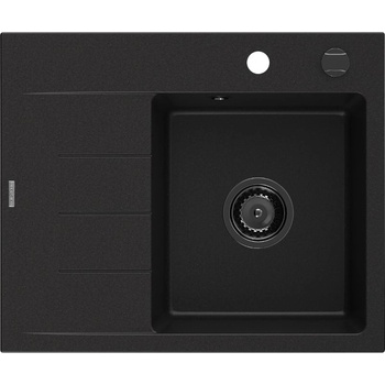Mexen Ben гранитна мивка с 1 отделение и отцедник, дясна 600 x 500 mm, черна, (6523605000-77-B)