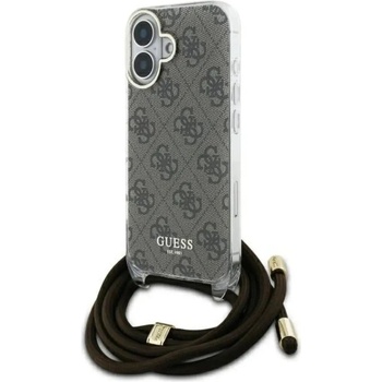 GUESS Калъф Guess Crossbody Cord 4G Print Case с въже за iPhone 16 - кафяв (3666339345167)