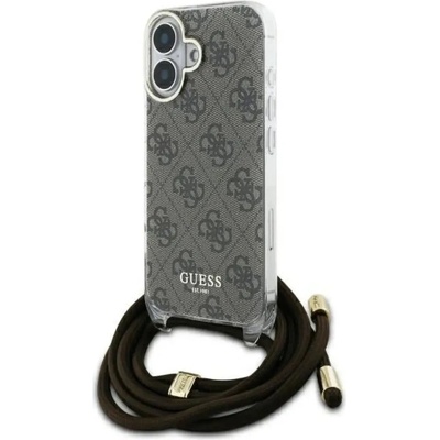 GUESS Калъф Guess Crossbody Cord 4G Print Case с въже за iPhone 16 - кафяв (3666339345167)