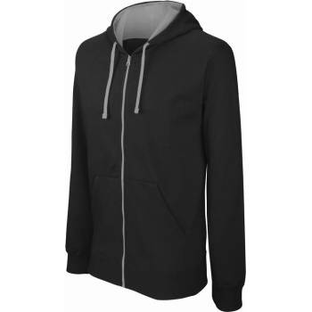 Kariban Mikina Contrast Hooded Sweatshirt K466 s kapucí 1TE-K466-Black/Fine Grey-M Černo-šedá