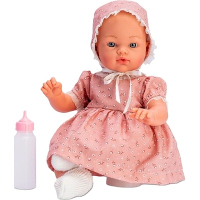 Кукла Asi Dolls - Бебе Коке, с розова рокля с флорални мотиви и шапка, 36 cm (0407400)