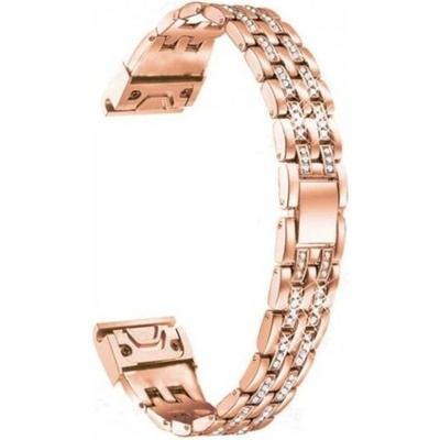 Lige Lesklý kovový remienok s kamienkami rose gold 660965