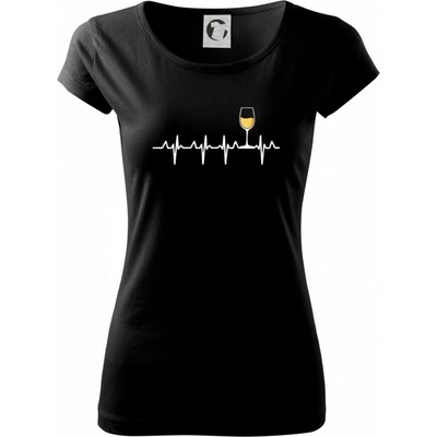 Víno ekg biele víno Pure dámske tričko Čierna