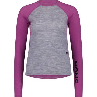 Mons Royale Дамско мериносово термобельо Mons Royale Women's Bella Merino Long Sleeve Merino base layer - Purple Bolt / Grey Heather (115-2717-0214)