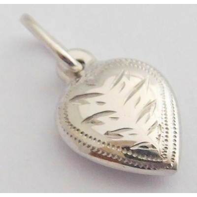 Klenoty Budín Zlaté gravírované srdíčko zlatý přívěsek bílé zlato 341040672