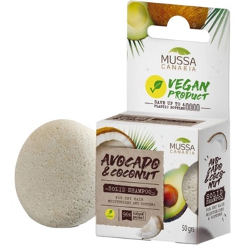 Mussa Canaria Твърд шампоан за суха коса, с авокадо и кокос, 50 g