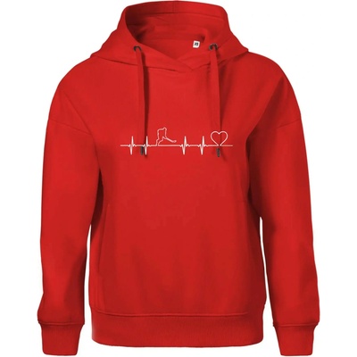 Hokejový hráč EKG Oversized mikina dámská Moon kratší + širší Červená