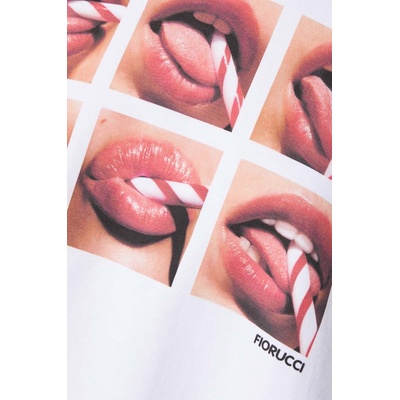 Fiorucci Памучна тениска Fiorucci Mouth Print Cropped Padded T-Shirt (U01FPTSH106CJ01WH01)