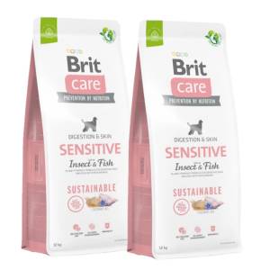 Brit CARE Устойчива храна за чувствителни котки с насекоми и риба 2x12кг