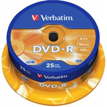 Verbatim Оптичен носител DVD-R 4.7GB, Verbatim 43522, 16x, 25бр (43522 / 6253)