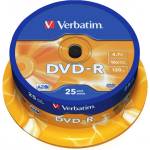 Verbatim Оптичен носител DVD-R 4.7GB, Verbatim 43522, 16x, 25бр (43522 / 6253)