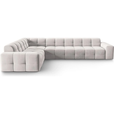 Micadoni Ъглов диван от светлосиво кадифе (ляв ъгъл) Kendal - Micadoni Home (MIC_LC_L_121_F1_KENDAL1)