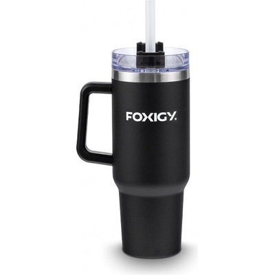 Foxigy Termohrnček do auta so slamkou 1200 ml Black