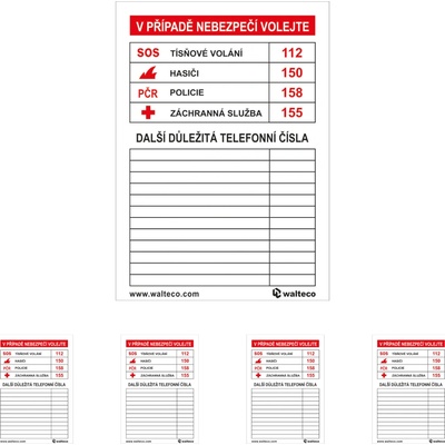 Walteco Dôležité telefónne čísla, 70x100mm, nálepka Množstvo: 5 ks , 20173BP1