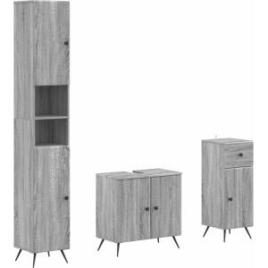 vidaXL 3 частен комплект за баня BREDA Сив Сонома Инженерна дървесина (3417888)