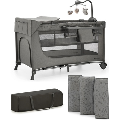KinderKraft JOY FULL 2 бебешка кошара с аксесоаври DARK GREY (KLJOY02DGR000AC)
