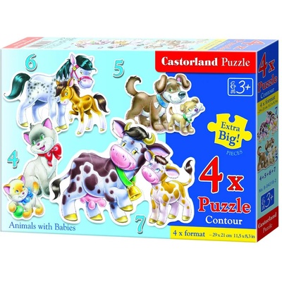 Castorland - Puzzle 4v1 Animals with Babies - 1 - 39 piese