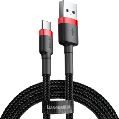 Baseus Cafule Cable устойчив найлонов кабел USB / USB - C QC3.0 2A 2M (CATKLF - C91) - Черно / Червено KP14095